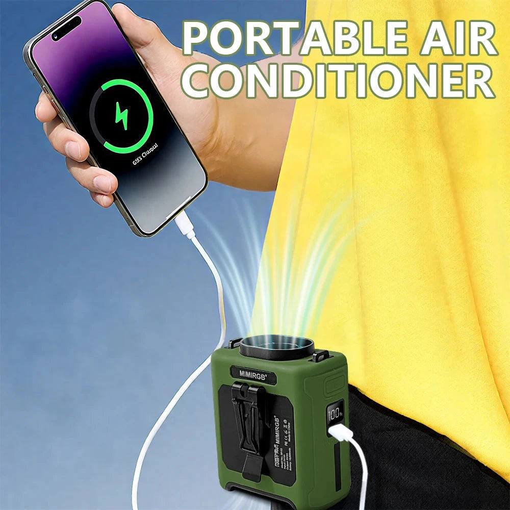 Hands-Free Waist Fan with Power Bank & Flashlight – 5 Speeds