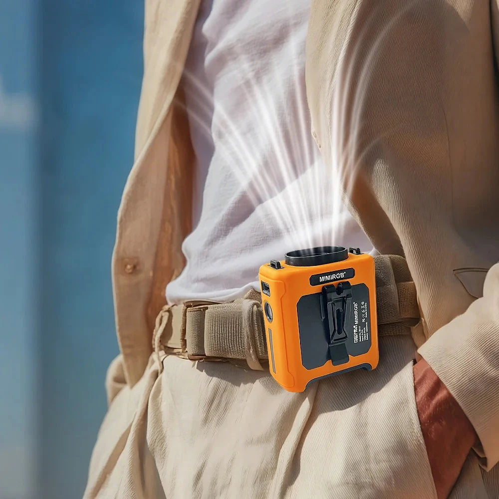 Hands-Free Waist Fan with Power Bank & Flashlight – 5 Speeds